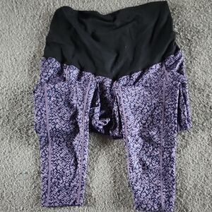 Maternity Purple and Black Patterned Leggings